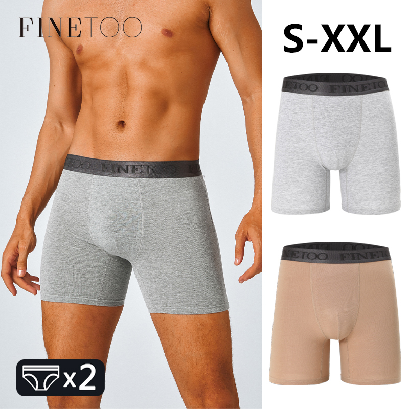 Boxer Brief Pack Cotton - 2 個綿ロングボクサー男性用下着プラスサイズロングレッグボクサー男性スポーツフィットネスパンツワークアウトタイツボトミングショーツ