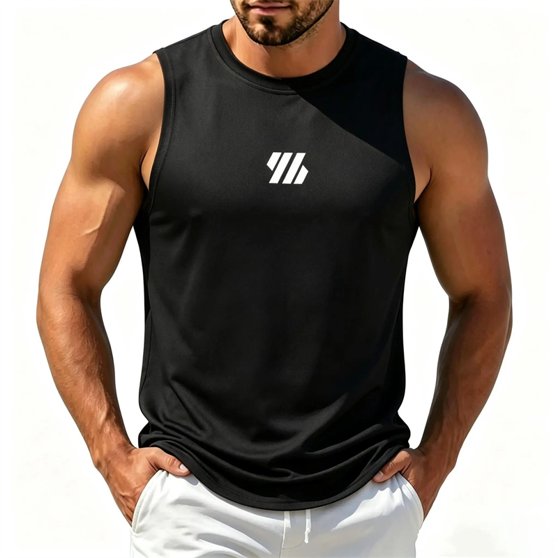 Sleeveless Undershirt - メンズフィットネスランニングタンクトップスポーツウェアノースリーブシャツ男性メッシュ通気性トップスTシャツスポーツベスト幅広ショルダーメンズジムベスト