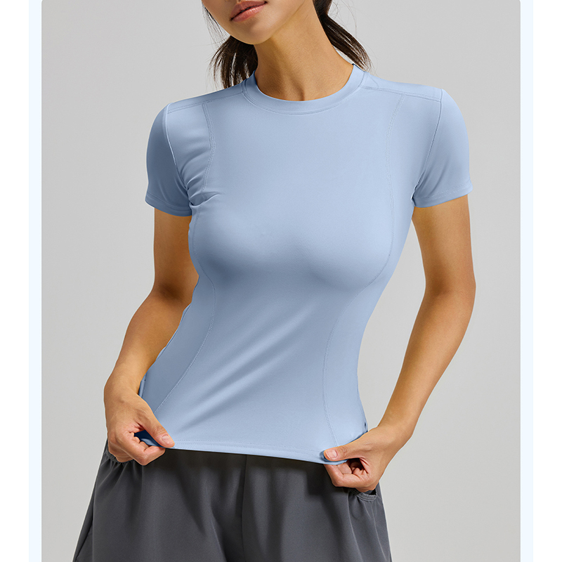 T Shirt Tight Fit - 女性用スリムフィットヨガTシャツ速乾性通気性半袖ランニングトップ軽量吸湿速乾タイトフィットネスTシャツ