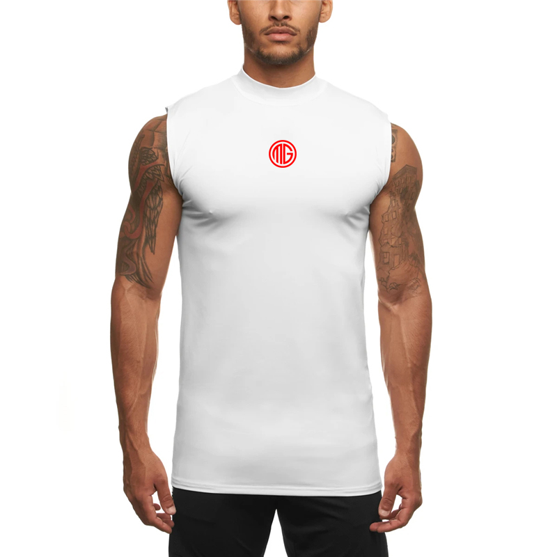 Sleeveless Undershirt - 夏メンズドライコンプレッションベストタイトな服ジムワークアウトストレッチポンピングアイアンタンクトップフィットネススポーツノースリーブTシャツ
