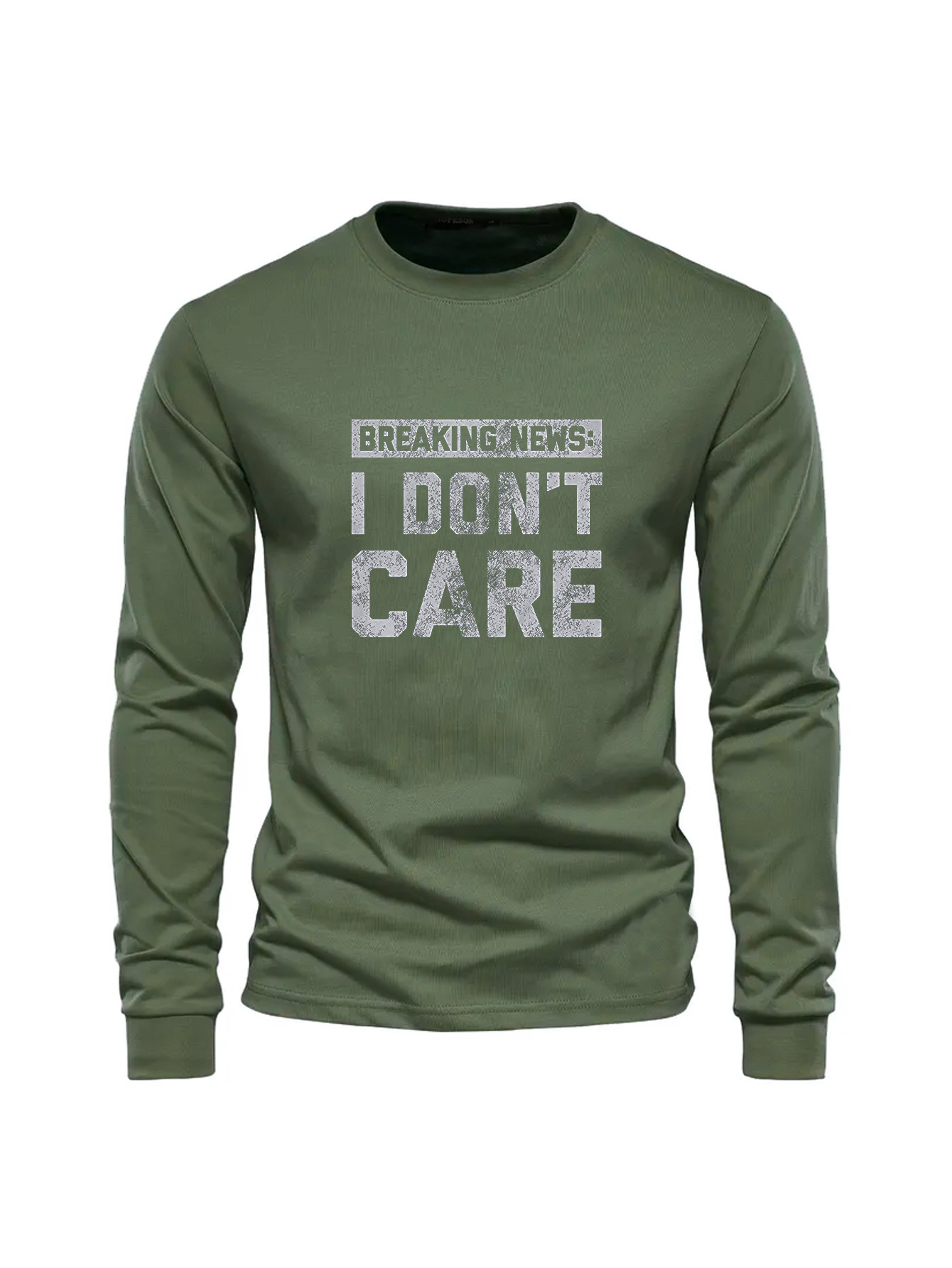 Undershirt Crew Neck - 100%コットン メンズ クルーネック 長袖Tシャツ ルーズフィット プラスサイズ