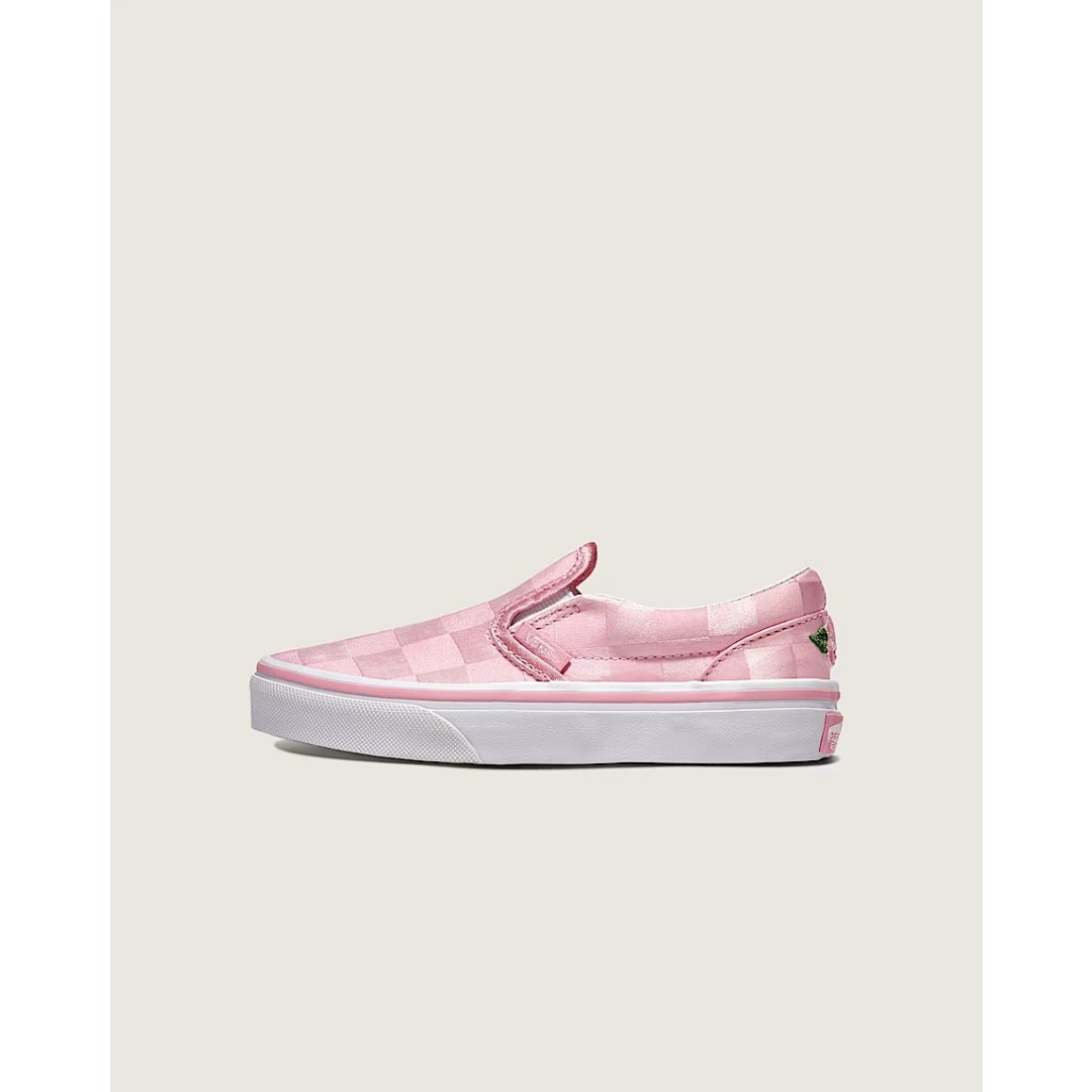 Vans Shoes Old Skool - Vans ビッグキッド スリッポン チェッカーボード サテン スケートシューズ