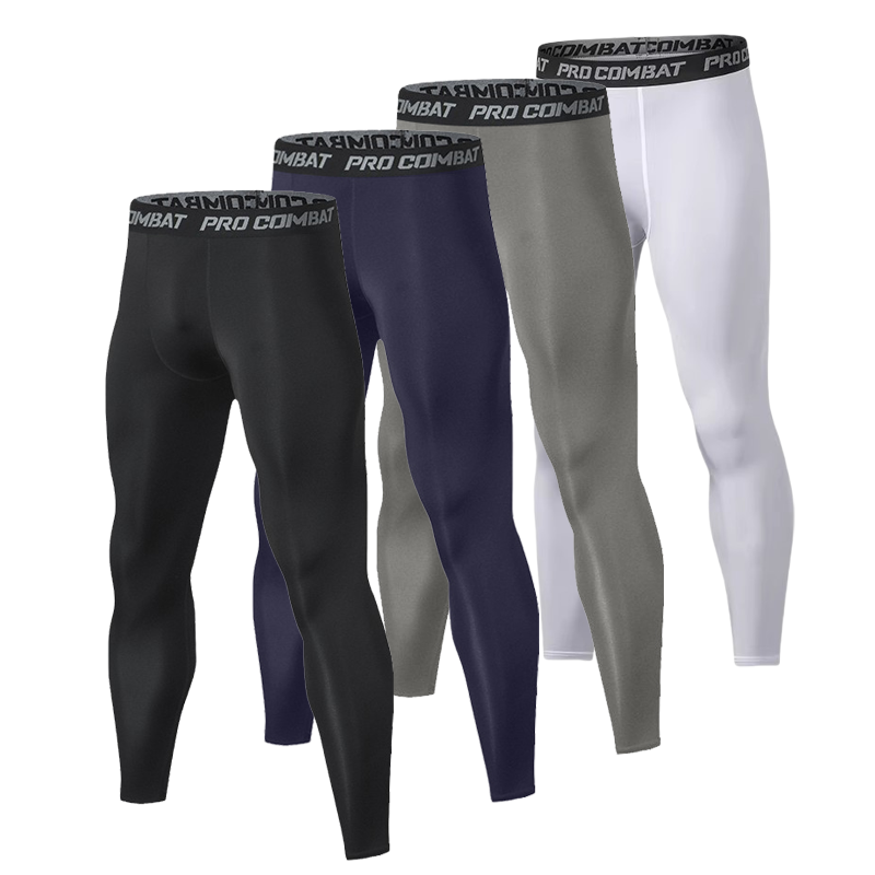 Compression Long Pant - 1 個メンズソリッドカラー圧縮タイツ - 通気性速乾性、高弾性スポーツタイトパンツ、ジム、ランニングに最適