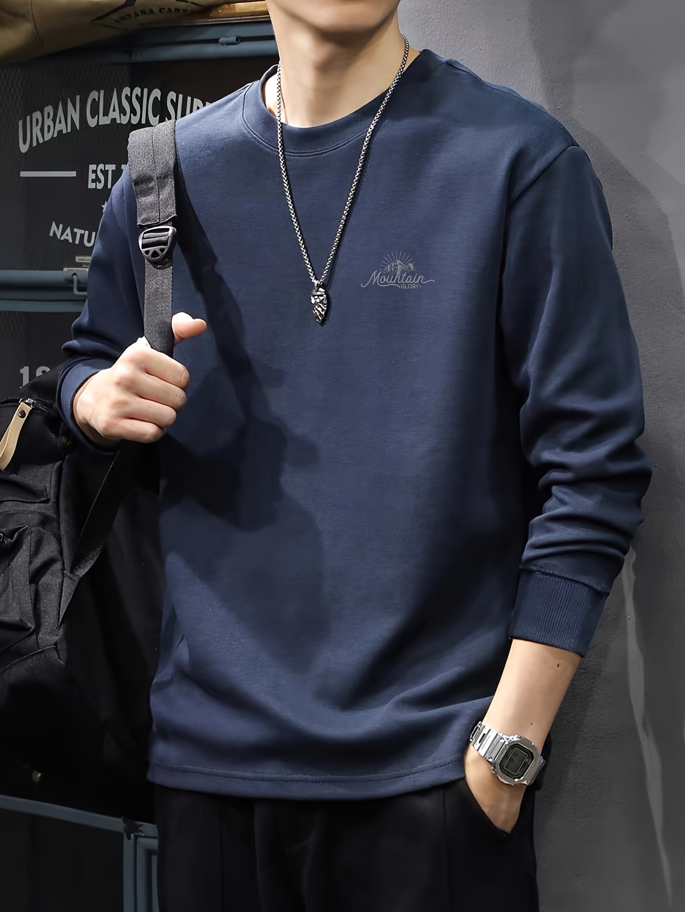 100%コットン メンズ クルーネック 長袖Tシャツ ルーズ - Undershirt Crew Neck のレビューと価格