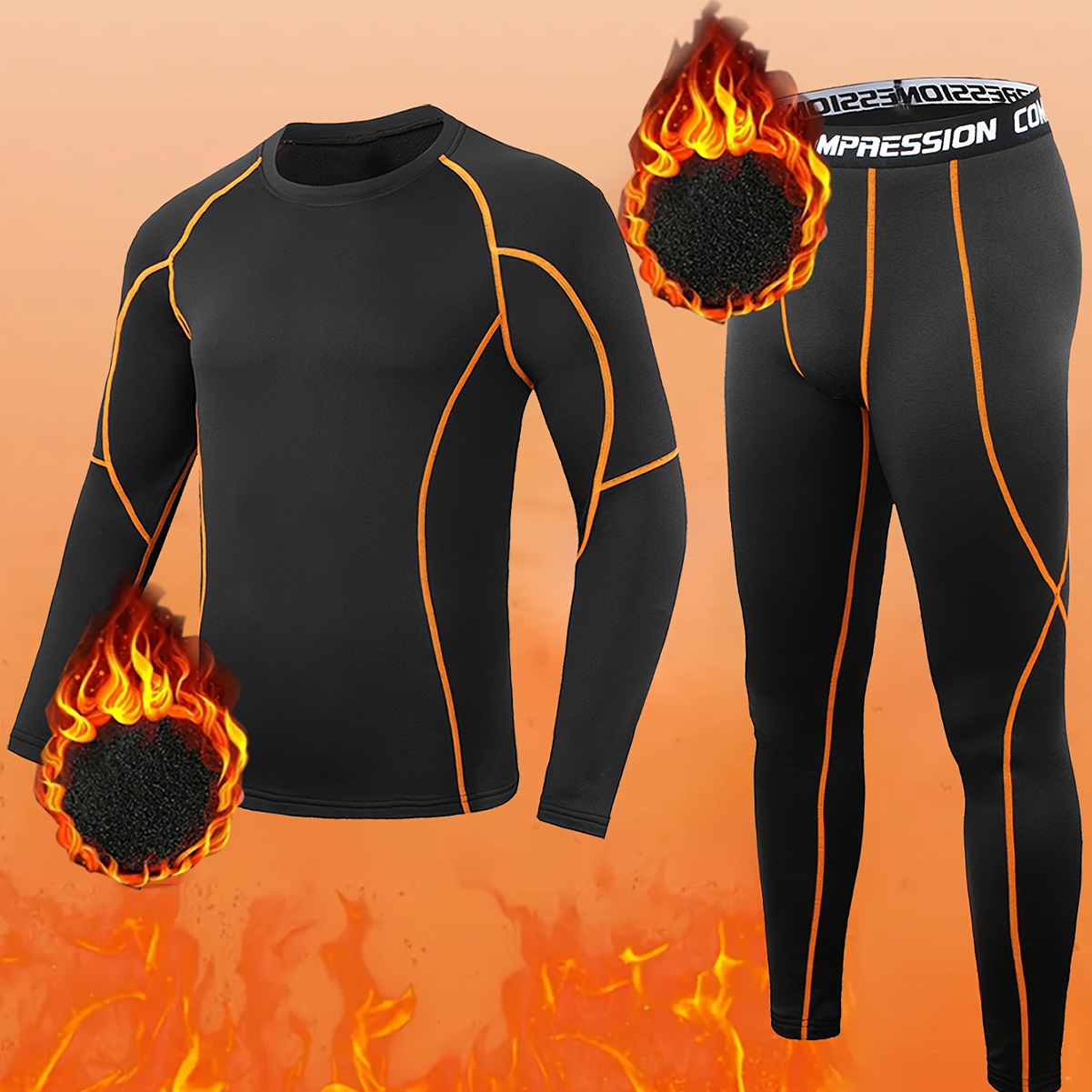 冬用メンズフリースアスレチック2ピースセット ジムワークアウ - Compression Long Pant のレビューと価格