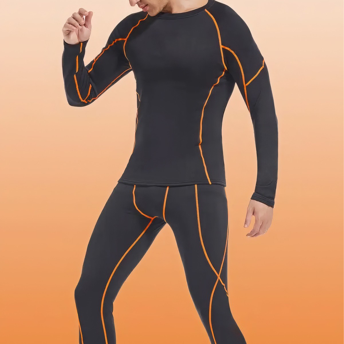 冬用メンズフリースアスレチック2ピースセット ジムワークアウ - Compression Long Pant のレビューと価格