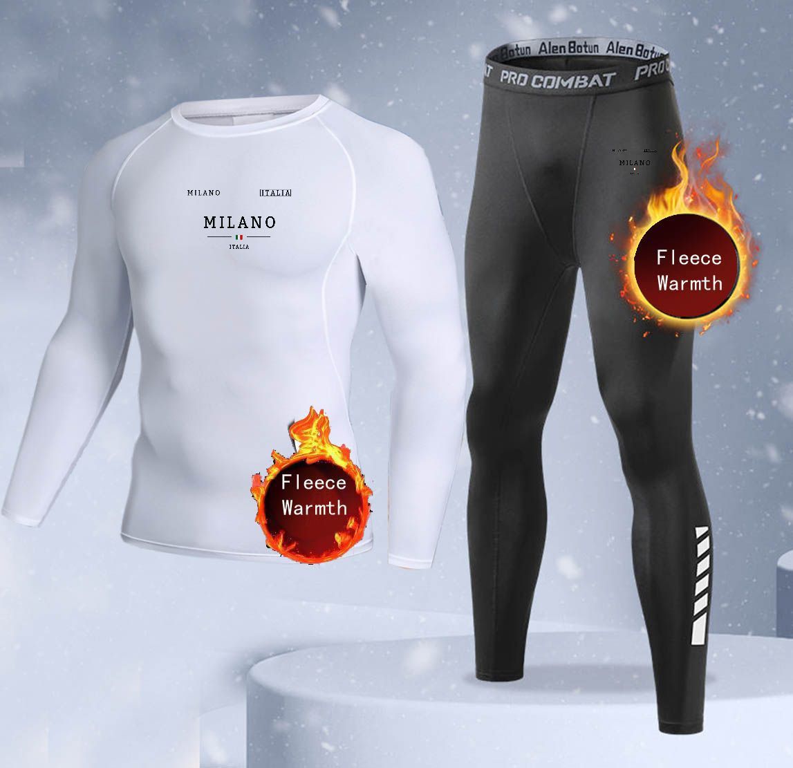 新作2ピース冬用保温メンズ下着セット フリースサーマルアンダ - Thermal Long John のレビューと価格