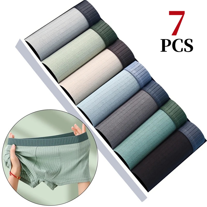 7 ピース/ロットメンズ綿下着ボクサーパンツ純粋な綿通気性ミ - Boxer Brief Pack Cotton のレビューと価格