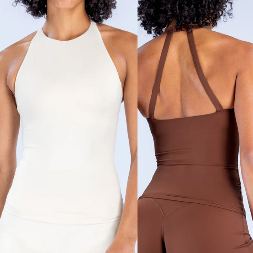 女性用ホルターネックタンクトップ、スポーツブラ内蔵、ヨガトッ - Suspender Tank Top のレビューと価格