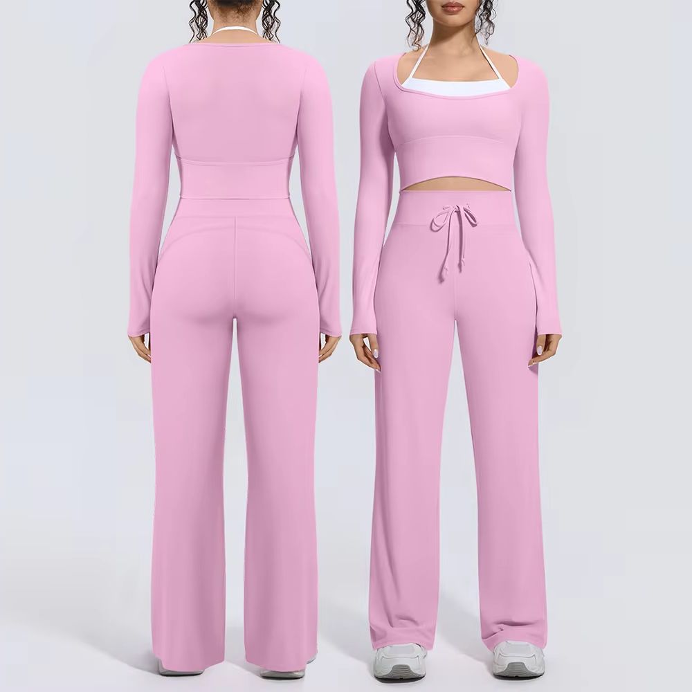 女性用ヨガスーツ 2点セット スクエアネック 長袖クロップト - Compression Long Pant のレビューと価格